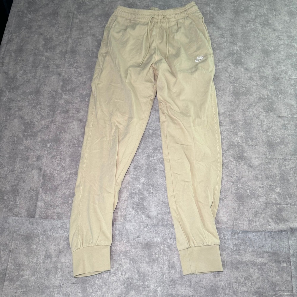 Nike Sportswear Joggers Mens Small Sand Beige Jersey Sweatpants Futura Logo